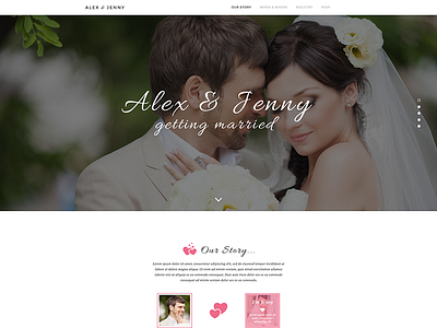 Alex & Jenny – One Page Wedding PSD Template bride couple elegant engagement event groom marriage rsvp save the date wedding wedding agency wedding planner