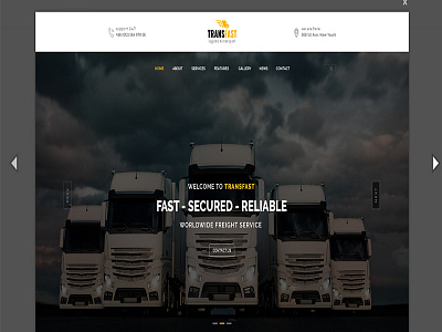 Transfast – Logistic and Transport PSD Template cargo clean freight industry localization logistics modern shipment transport transportation truck trucking
