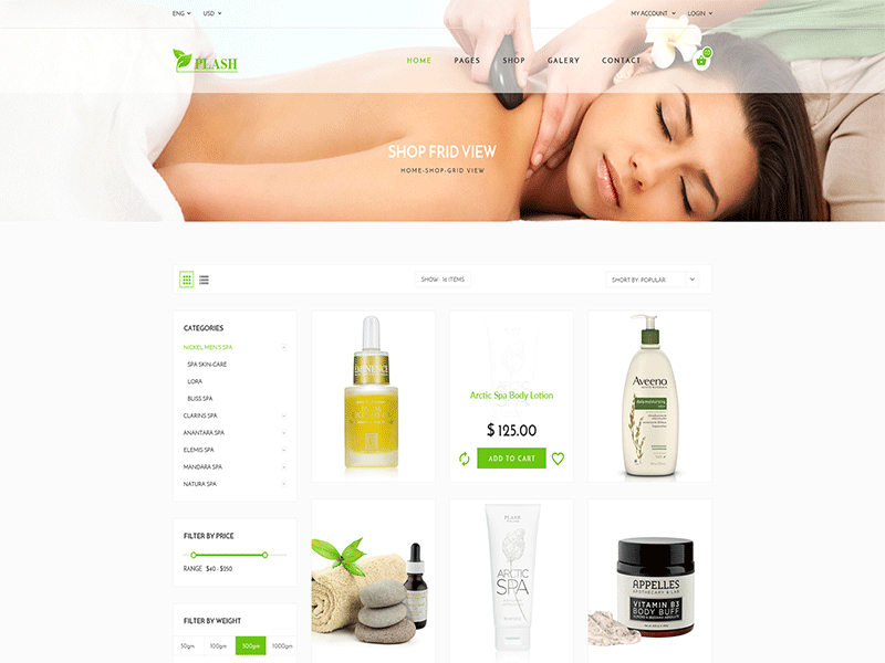 Plash Spa – eCommerce PSD 