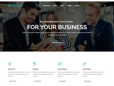 Tricon – Corporate PSD Template $1.00 clean templates corporate site dark gray green psd psd template simple design