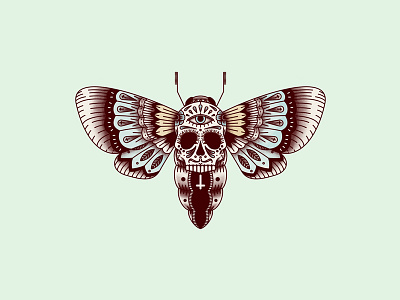 Hawk Moth butterfly illustration santa muerte tattoo