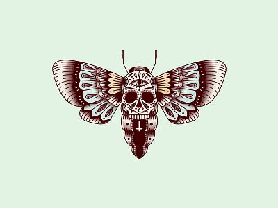 Hawk Moth butterfly illustration santa muerte tattoo