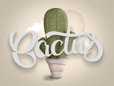 Cactus cactus illustration lettering
