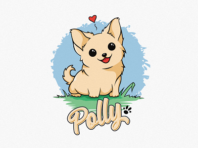 Polly cute dhultin dog heart illustration polly pomchi puppy vector