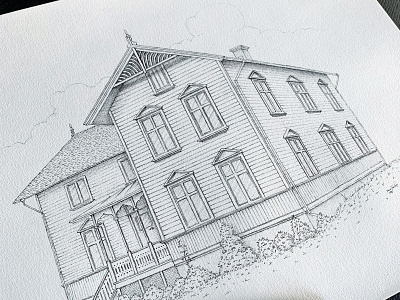 Altorp Illustration 1800 blackandwhite dhultin drawing fritsla house illustraion ink window