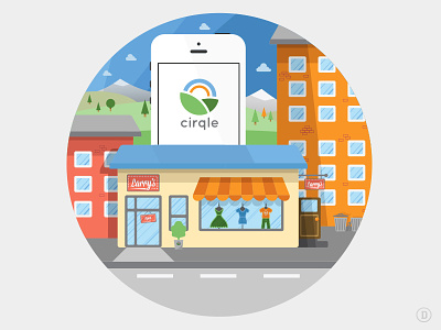 Cirqle Town animation app art cirqle concept design dh flat illustration logo storry town