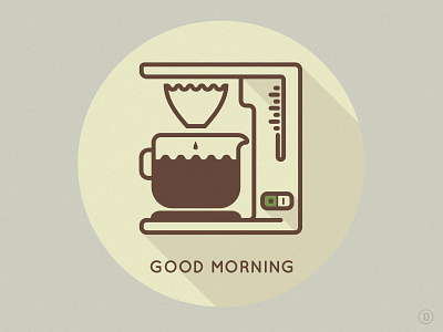 Good Morning brown d design dh flat icon long shadow yellow