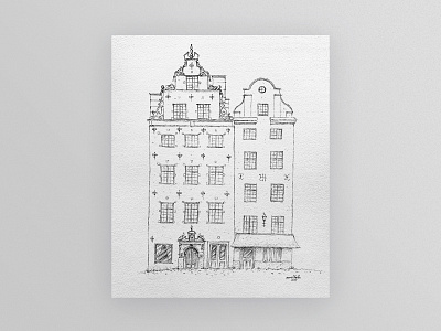 House of Ribbing architecture blackandwhite building dhultin house illustration ink ribbinskahuset stockholm