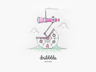 3 dribbble invites binocular dhultin dribbble invite house illustration invite join jointhegame scout