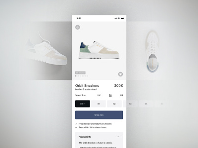 Product detail page arigato dhultin ecommerce mobile selector shoes shop shop now size ui ui ux