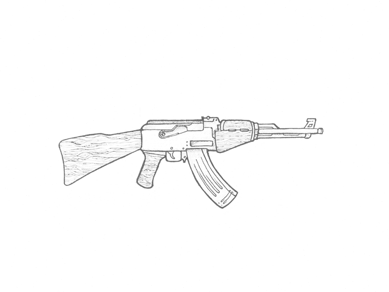 AK 47 - Sketch for an upcoming vector print. 
