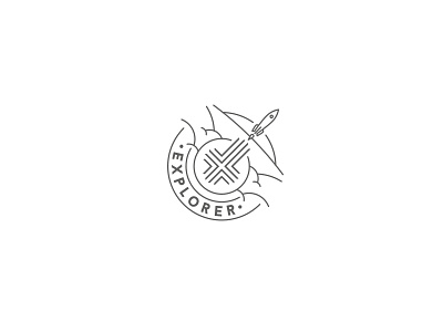 Explorer black dhultin explorer icon line logo monogram rocket space typography white