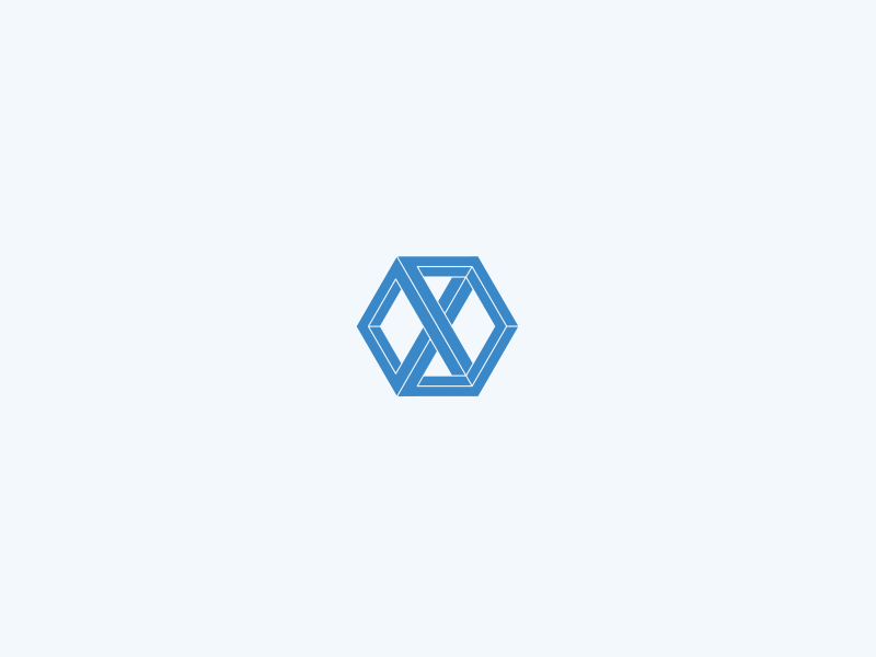 Engineer X blue cube dhultin engineer escher impossible line logo x