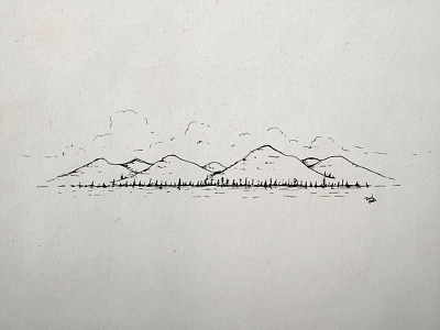 Hills black dhultin forest hills illustration ink landscape paper water
