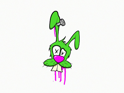 Bunny blood bunny dhultin green head illustration pink