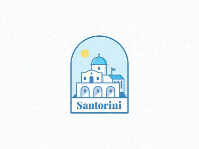 Santorini blue dhultin house illustration logo santorini sun vector white