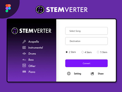 Stemverter Music App UI app branding design illustration logo ui ux ux design ux ui ux ui designer