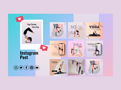 Social Media Creation Content ( Yoga Academy ) 3d banner brand identity branding business brand canva design canva template content creation cover design flyer graphic design illustration instagram design instagram post marketing social media marketing social media post social media yoga yoga academy