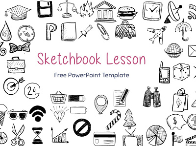 Sketchbook Lesson Presentation Download for Free black and white design business clean design creative doodle illustration minimal powerpoint presentation presentation template whiteboard