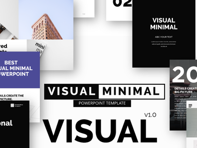 Visual Minimal Powerpoint Template black and white design clean design creative protfolio design graphic design illustration minimal powerpoint minimal presentation minimal slids modern design visual visual minimal