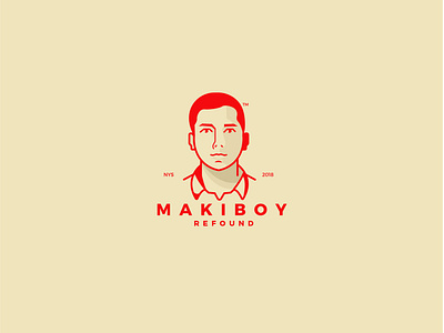 Maki-Boy LOGO branding design drawing gold illustration logo red typography ui vector