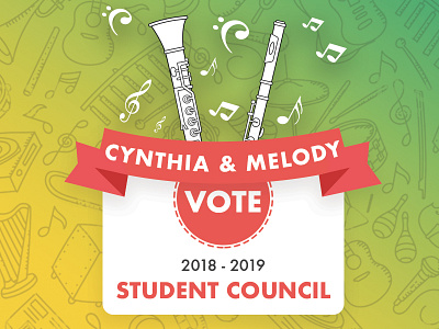 Vote Cynthia Melody band clean color flat music student vote