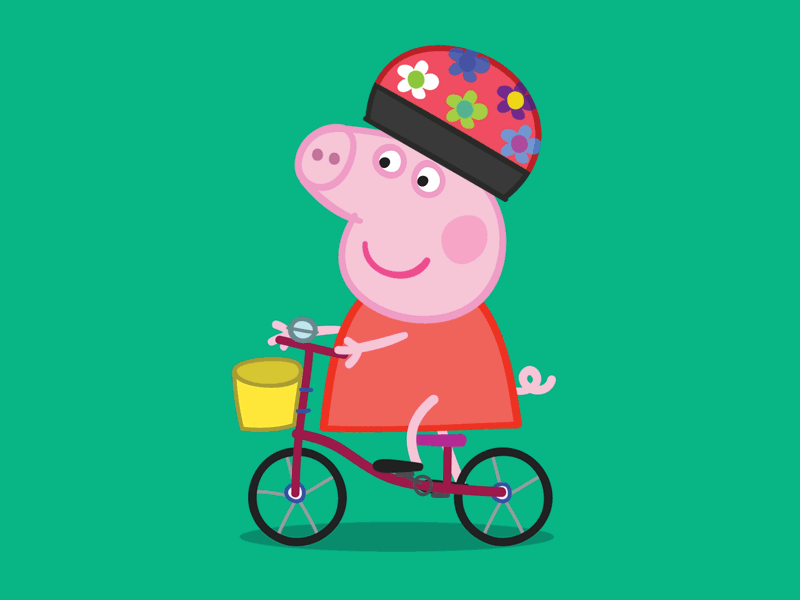 Peppa riding a bicycle 2d animation bicycle bike character gif mograph motion motiongraphics peppapig rubberrose