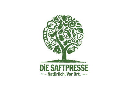 Die Saftpresse fruits juice logo nature tree