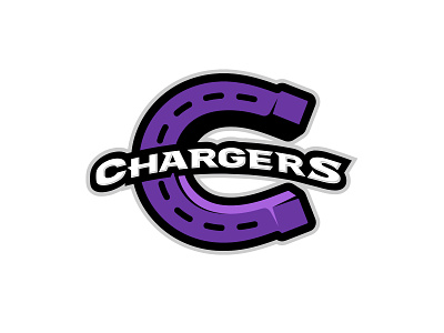 Chargers horse horseshoe logo purple sports logo