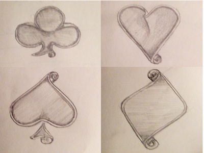 Playing card concepts club diamond drawing heart playing cards spade