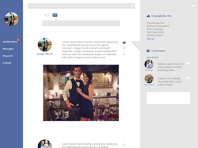 Facebook Redesign facebook flat profile sidenav ui vector