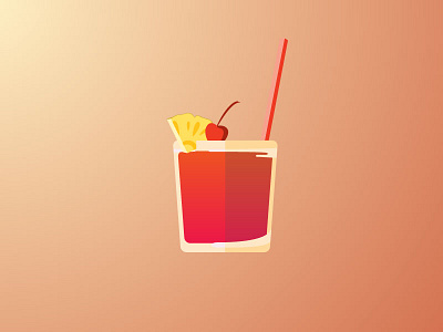 Mai Tai cup drink fruit icon straw vector
