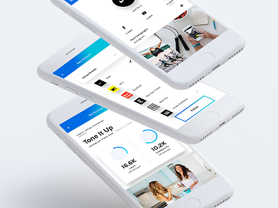 Influencer App influencer instagram interface ios iphone app mockup nike social media tone it up ui youtube