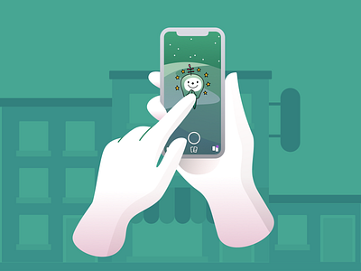 Snapchat Green World camera app character flat design green interface snap snapchat stars stickers ui