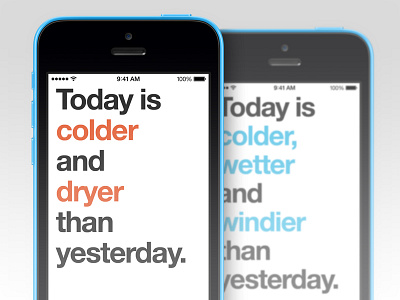 Today vs Tomorrow app design ios weather