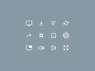 Iconset for our video player designer icon iconography london product product designer ui video player web