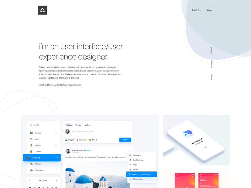 Personal Portfolio branding design icon illustration portfolio portfolio page redesign revamp sketch ui user center design user experience user interface ux vector website