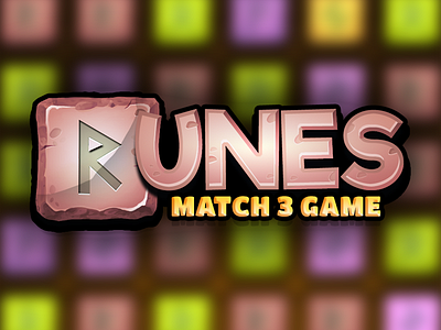 Runes Match 3 Logo game logo illustration logo photoshop