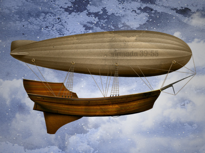 Airship digital illustration photoshop texture web design