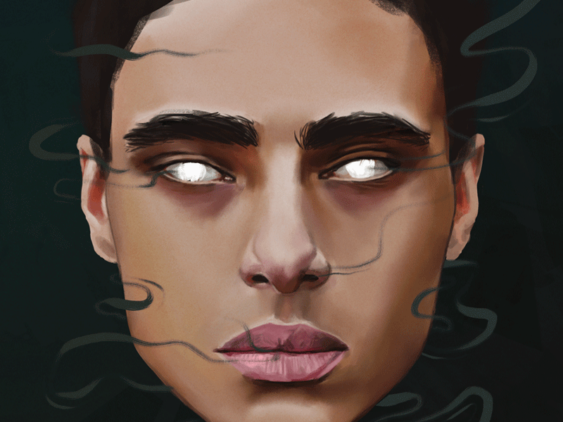 230218 digital painting art gif illustration painting portrait smoke