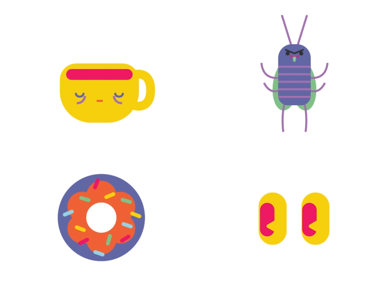 I1 bug coffee donut doodle gif icons illustration mood