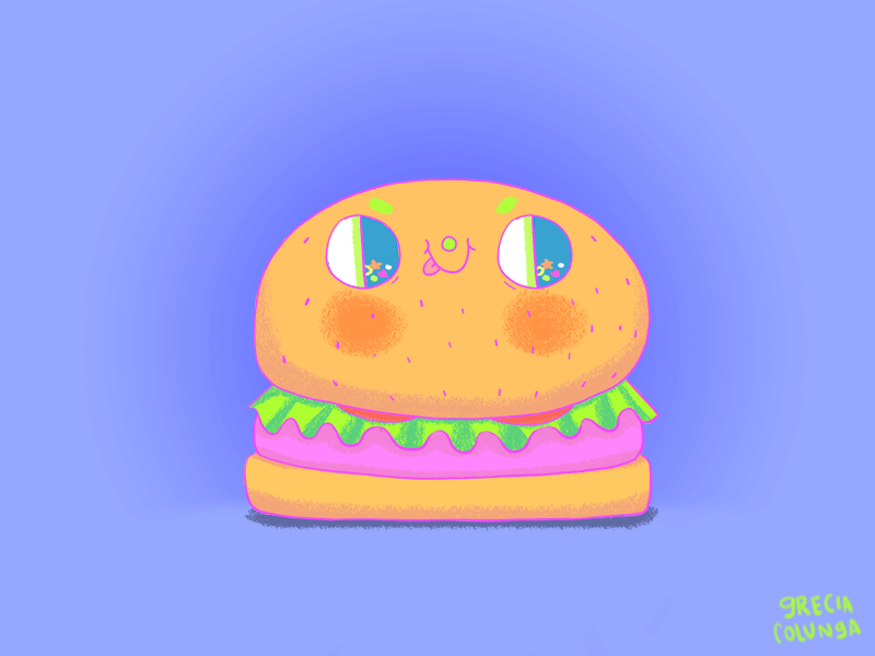 Burgerdribbble burger childrens illustration cute fast food gif hamburger illustration junk food kawaii