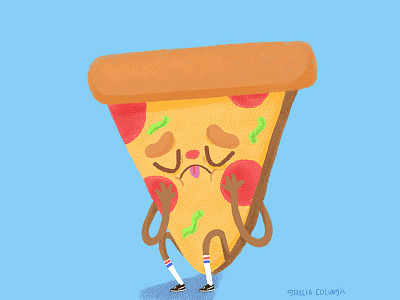 Pizzad character design depressed doodle food illustration junk food kawaii pepperoni pizza sad