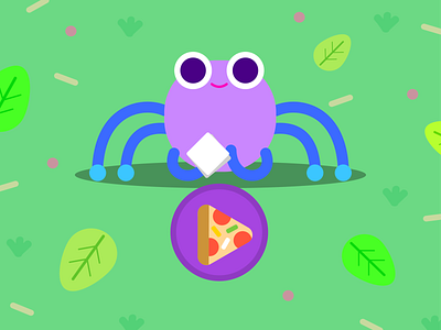 Itsy Bitsy character design children illustration cute cute animals doodle eating fairytail garden happy illustration itsy bitsy kawaii kids kids show nature pizza spider