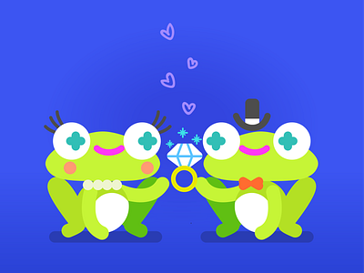 Frogs in love character design children illustration couple cute diamond doodle frogs illustration in love kawaii love proposal ring vector illustration