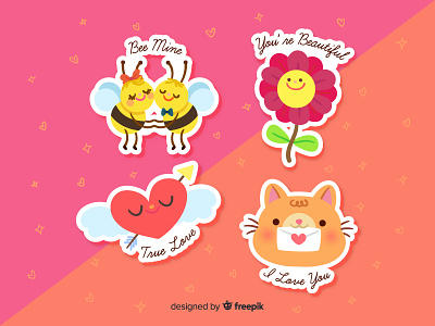 Lovely Stickers cats character design children illustration cute design doodle free download free graphics free vectors freebie illustration kawaii valentine card valentine day valentines vector illustration
