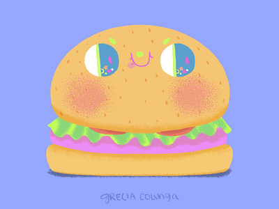Cute Burger burger character design children illustration cute digital painting doodle food hamburger happy illustration inktober inktober2019 junk food kawaii painting