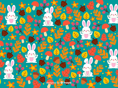 Bunny Pattern autumn children illustration cute doodle illustration inktober inktober2019 kawaii magic pattern pattern a day pattern art vector illustration