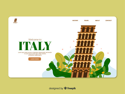 Italy Landing Page Illustration branding design doodle download free download free vector home page illustration landing page tourism ui vector vector illustration web design
