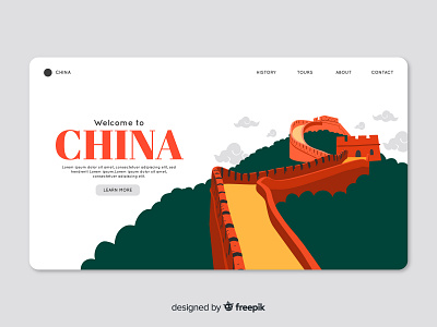 China landing page branding china design free download freebie great wall illustration landing page landing page ui ui vector vector illustration
